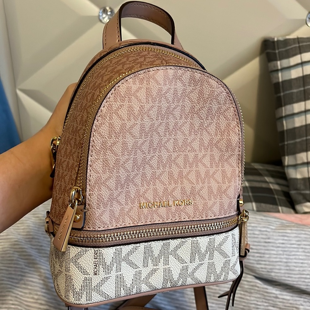 Rhea mini color block logo backpack